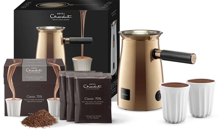 Hotel Chocolat Velvetiser Hot Chocolate Maker Machine Copper w/ 2 cups  JAPAN NEW